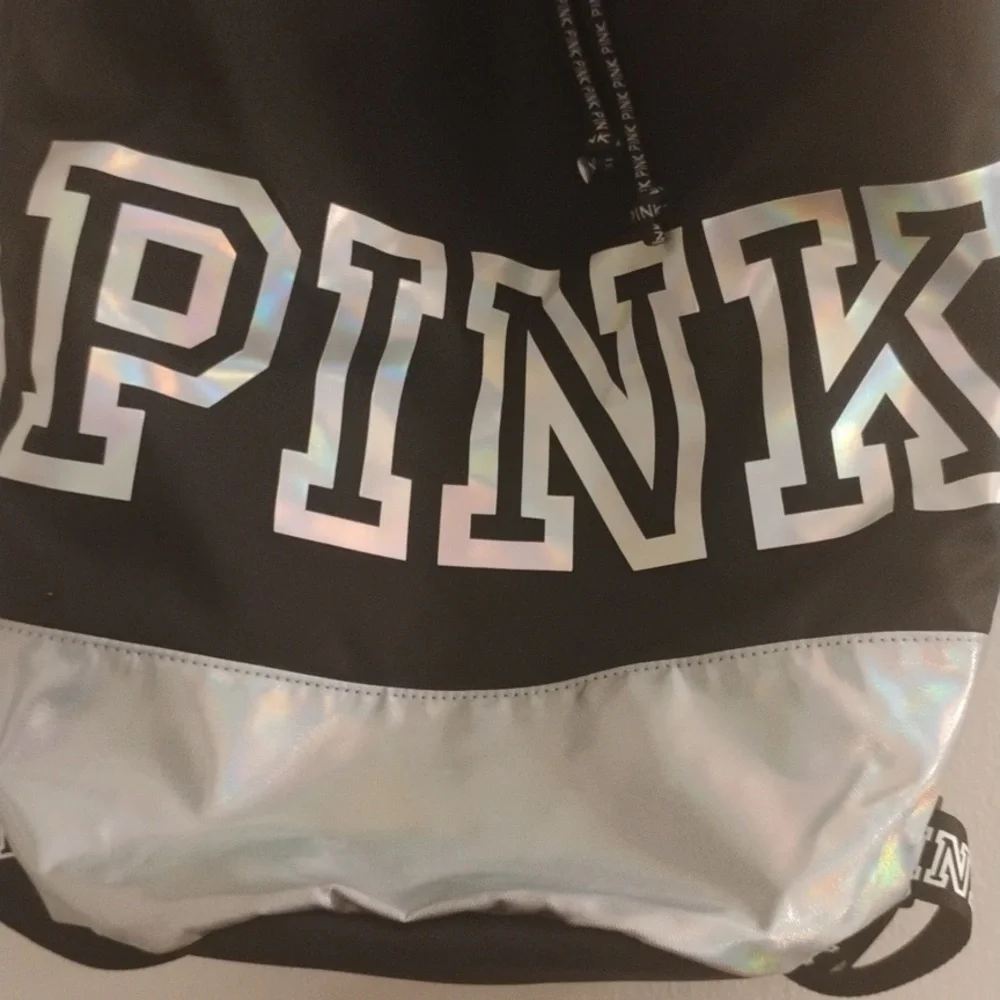 PINK Black and Silver Backpack